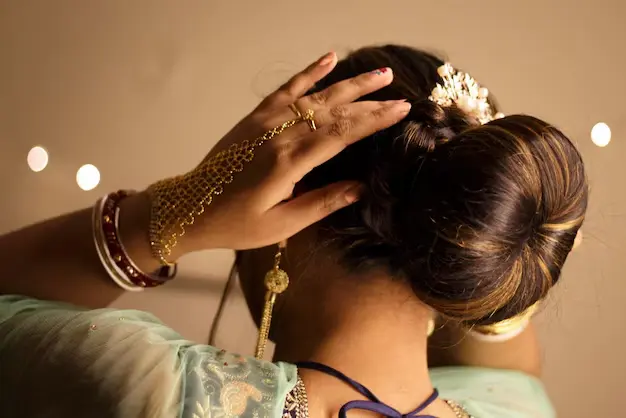 Bridal hairstyling in saibaba colony